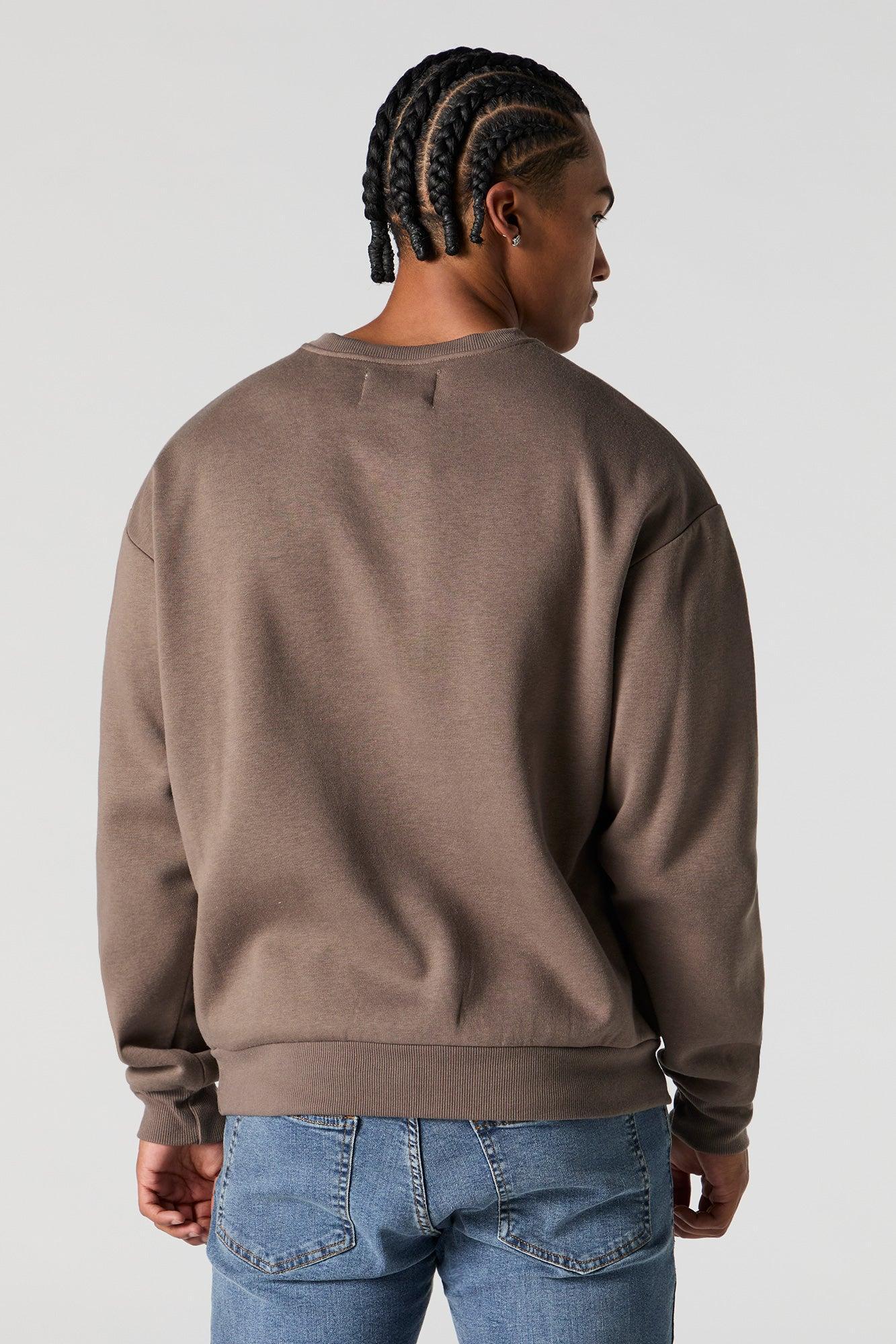 Solid Fleece Crewneck Sweatshirt Male Product Image