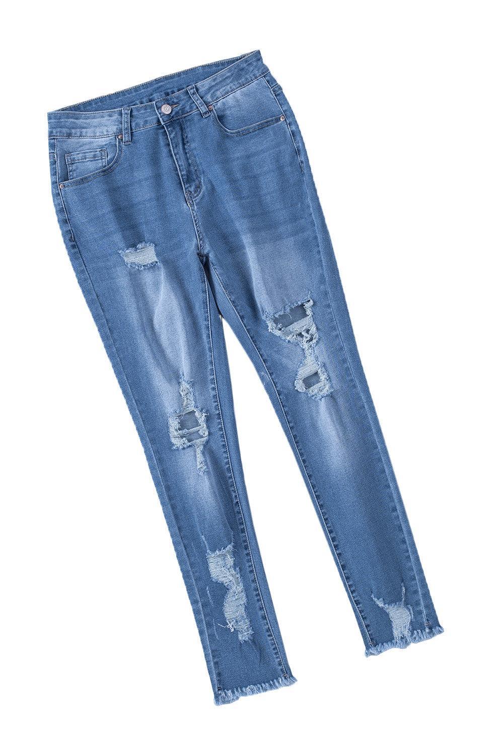 Ella High Waist Destructed Skinny Jeans Product Image