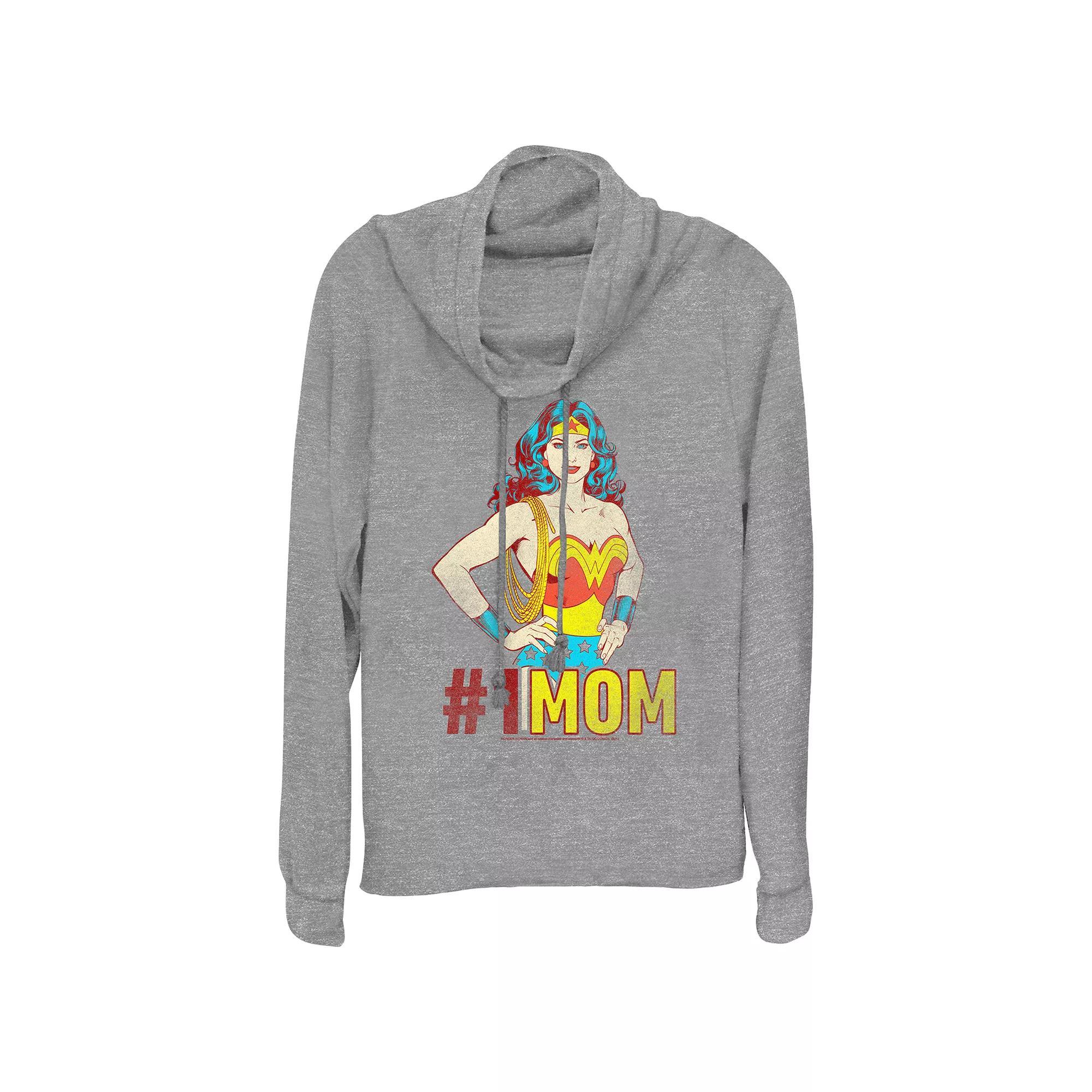 Disney's Mickey Mouse And Minnie Mouse Falling In Love Women's Cowlneck Graphic Lightweight Long Sleeve, Size: Small, Gray Grey Product Image