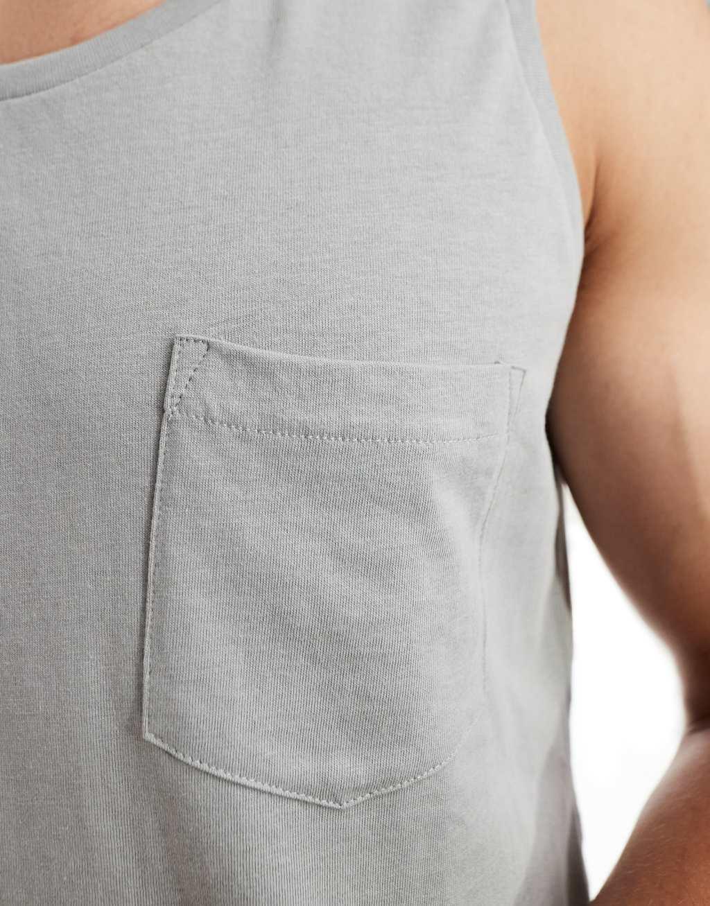 Threadbare 3 pack pocket vest in gray, stone & off white Product Image