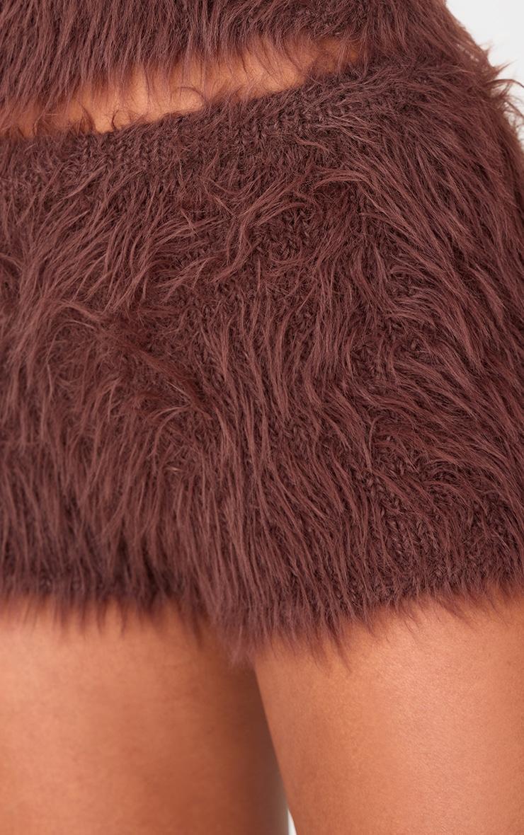 Chocolate Fluffy Knit Hot Pants Product Image