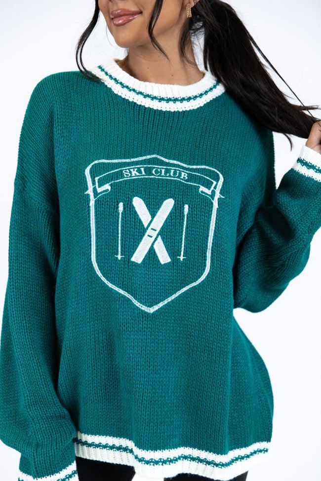 Ski Club Green and Ivory Embroidered Sweater FINAL SALE Product Image