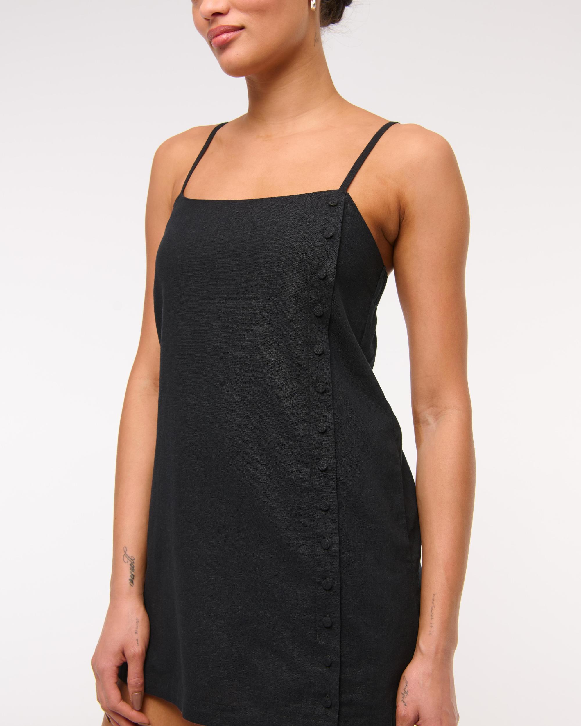 Linen-Blend Button Skort Product Image