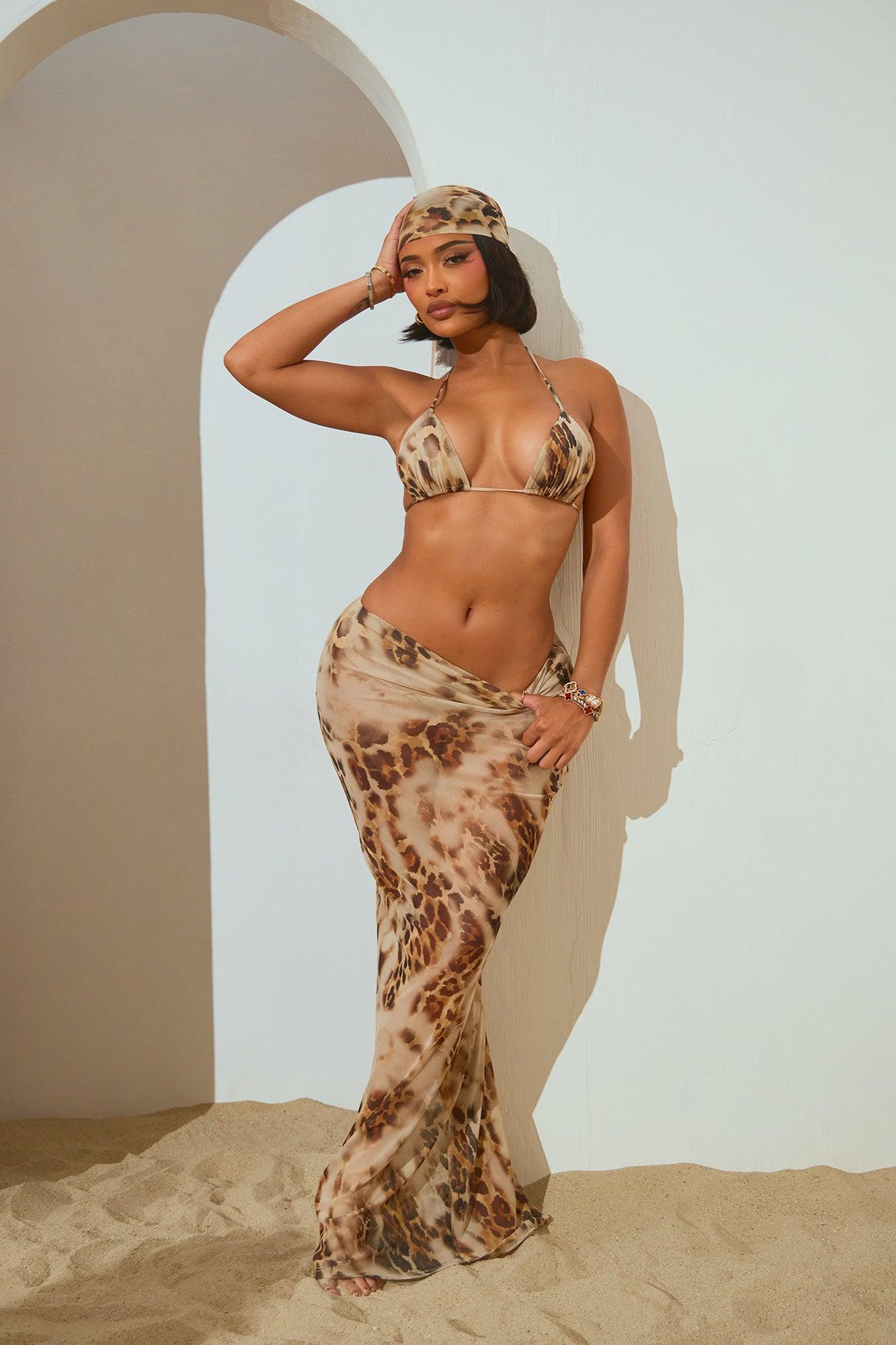 Feeling Hot 3 Piece Skirt Set - Brown/combo Product Image