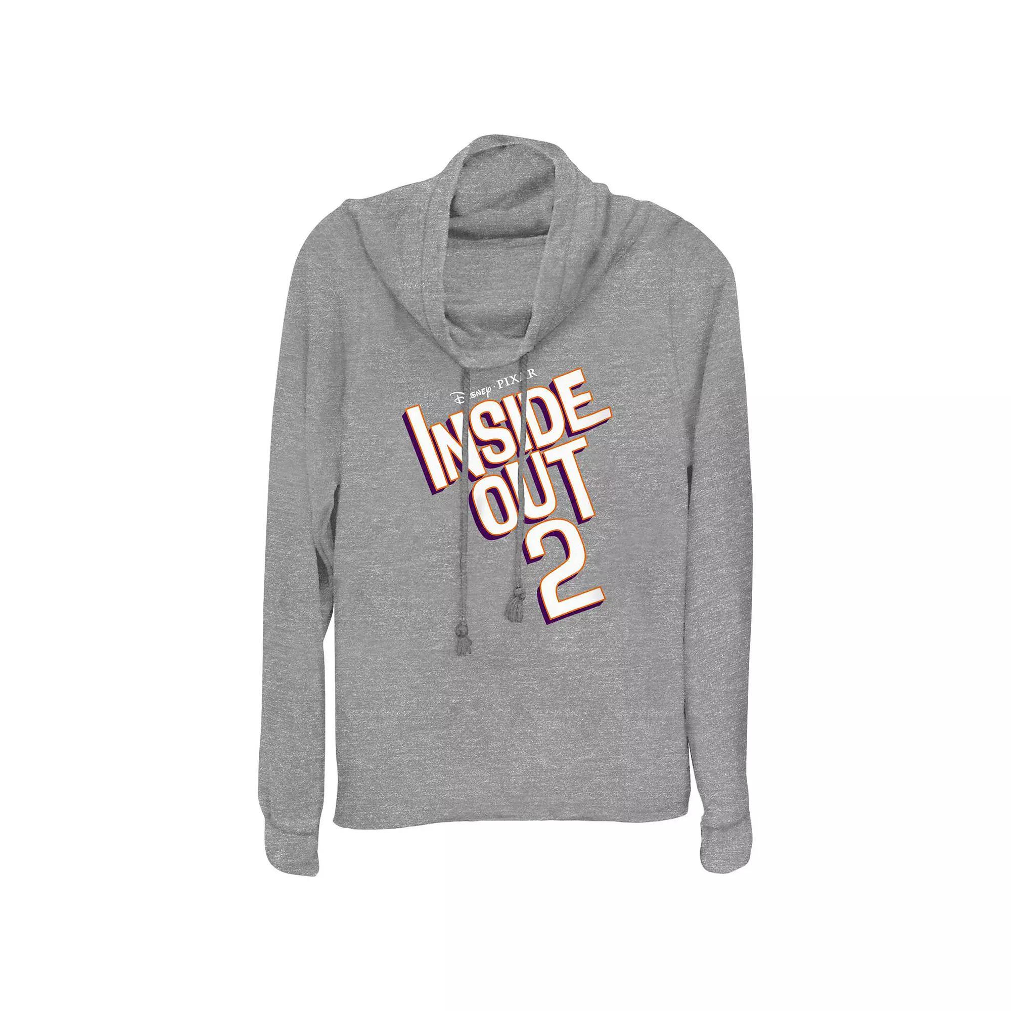 Disney / Pixar's Inside Out 2 Title Logo Plus Size Cowlneck Graphic Lightweight Long Sleeve, Women's, Size: 1XL, Gray Grey Product Image