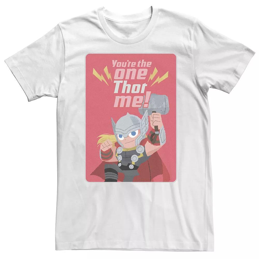 Big & Tall Marvel Thor "You're The One Thor Me!" Valentine Card Tee, Men's, Size: XXL Tall, White Product Image