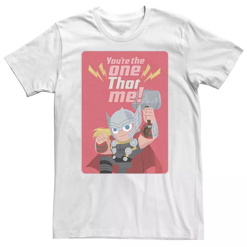 Big & Tall Marvel Thor "You're The One Thor Me!" Valentine Card Tee, Men's, Size: XXL Tall, White Product Image