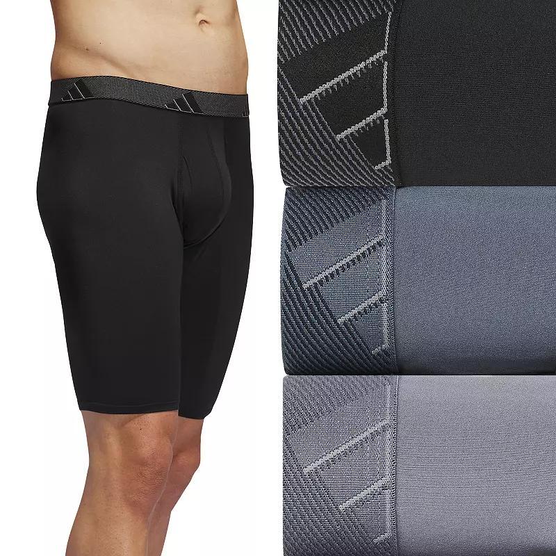 Men's adidas 3-pack Microfiber Long Boxer Briefs, Size: Large, Black Onix Gray Product Image