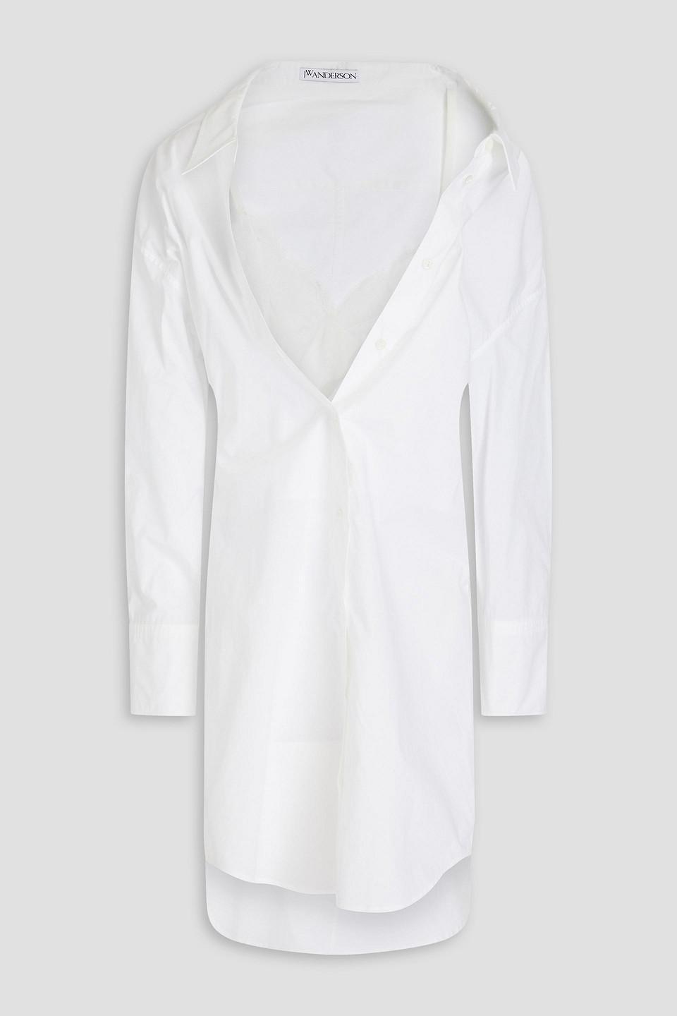 JW ANDERSON Ruched Cotton-poplin Shirt Dress In White Product Image