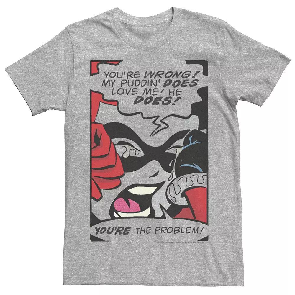 Men's DC Comics Harley Quinn Crying Comic Tee, Size: Medium, Athletic Grey Product Image