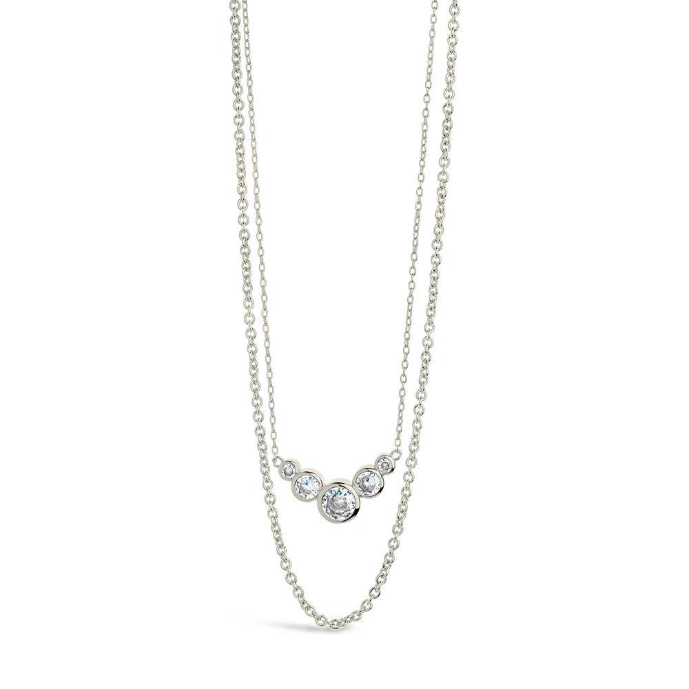 MC Collective Cubic Zirconia Bezel Layered Chain Necklace, Women's, Size: 16/18+2", Silver Tone Product Image
