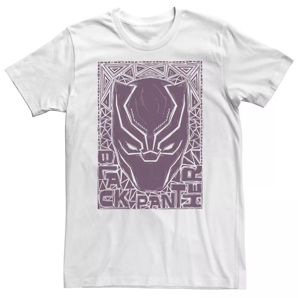 Big & Tall Marvel Black Panther Mask Woodcut Portrait Tee, Men's, Size: XL Tall, White Product Image