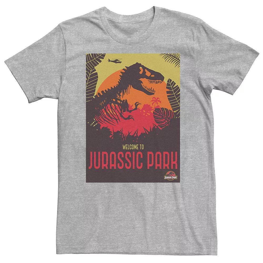 Big & Tall Jurassic Park Welcome T-Rex Sunset Tee, Men's, Size: 3XL, Athletic Grey Product Image