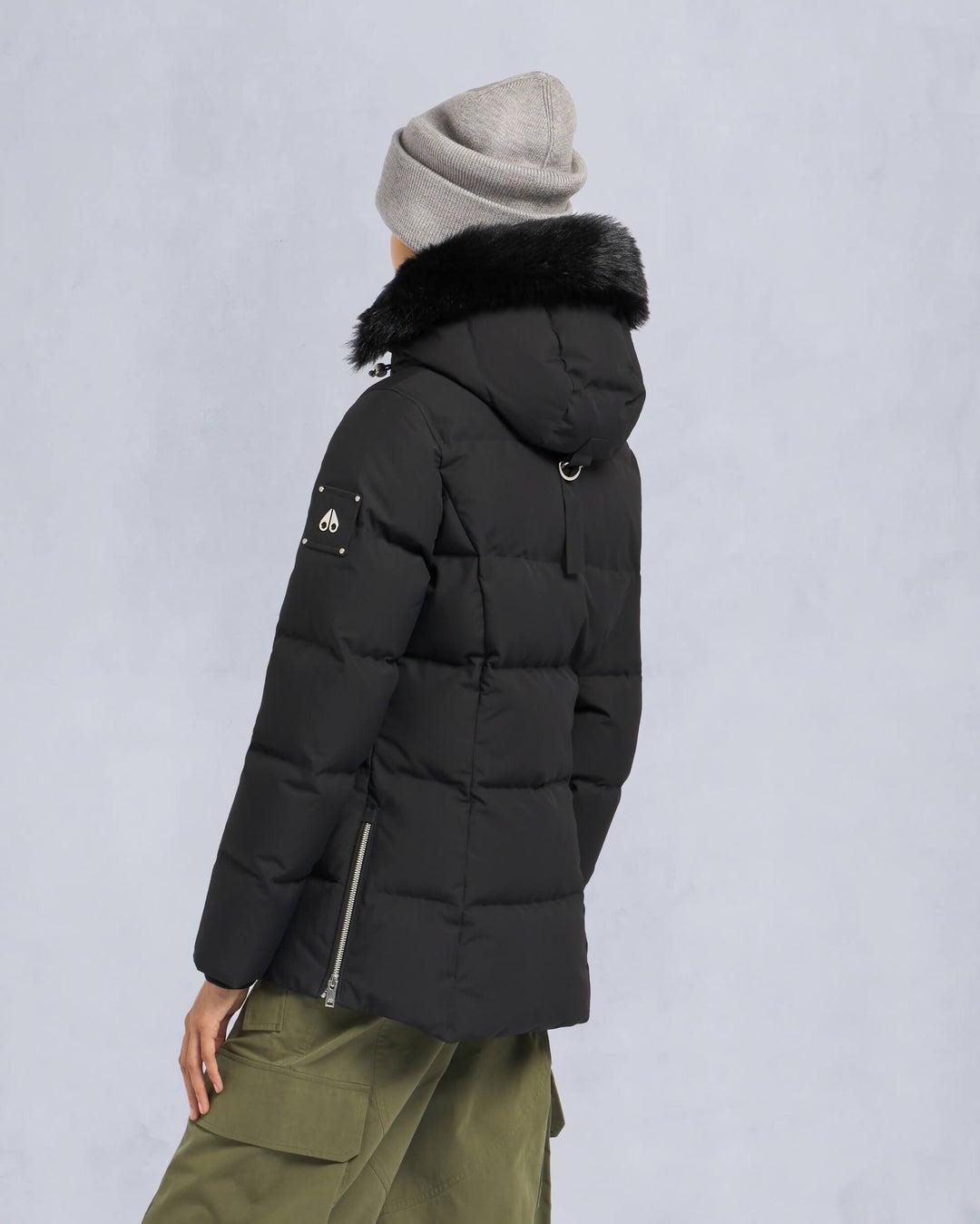 Moose Knuckles Womens Cloud 3Q Jacket in Black with Black Shearling Product Image