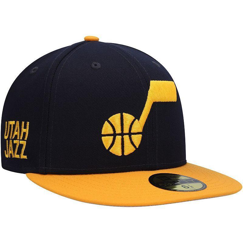 Men's New Era Navy/Gold Utah Jazz Midnight 59FIFTY Fitted Hat, Size: 7 3/4, Jaz Blue Product Image