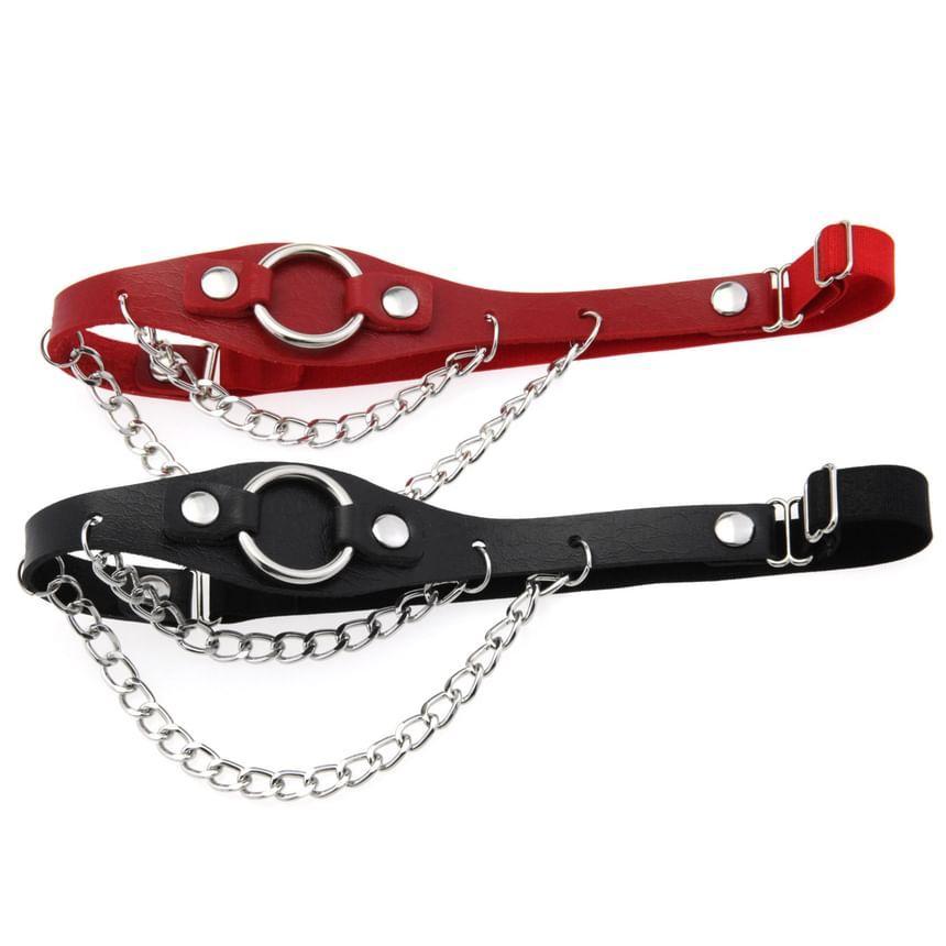 Faux Leather Chained Garter Product Image