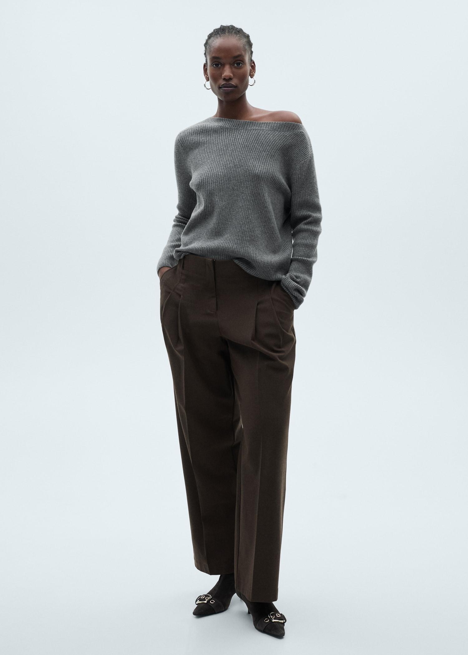Boat neck ribbed sweater - Women | MANGO USA Product Image