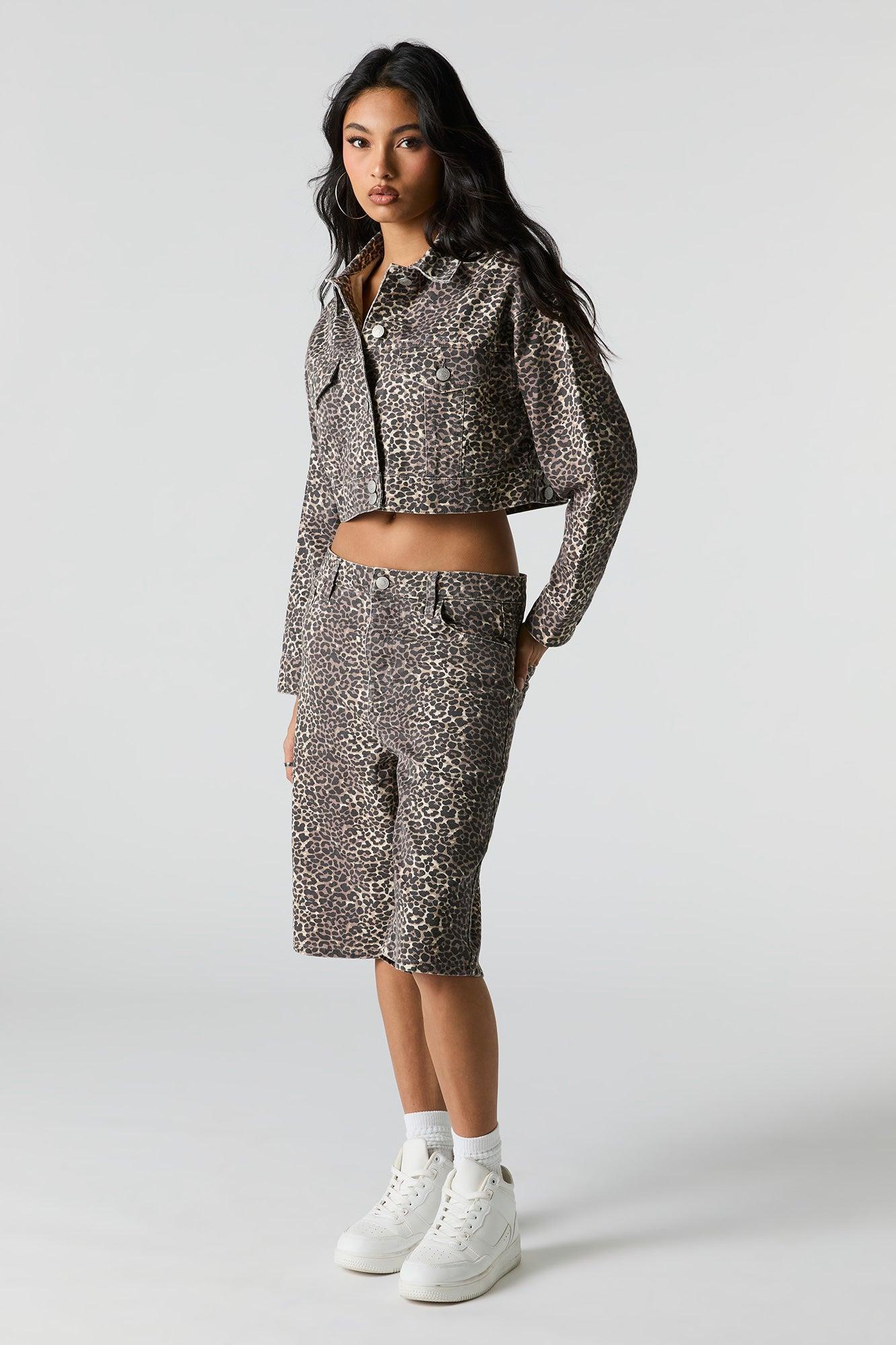 Printed Cropped Denim Jacket Female Product Image