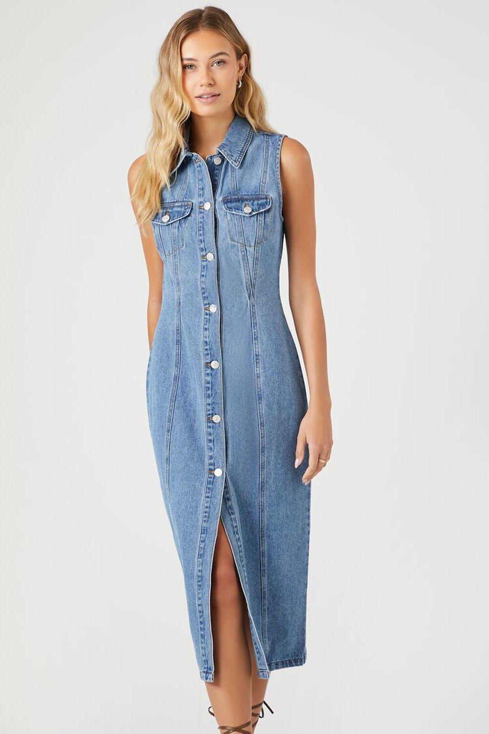 Denim Button-Up Midi Dress | Forever 21 Product Image