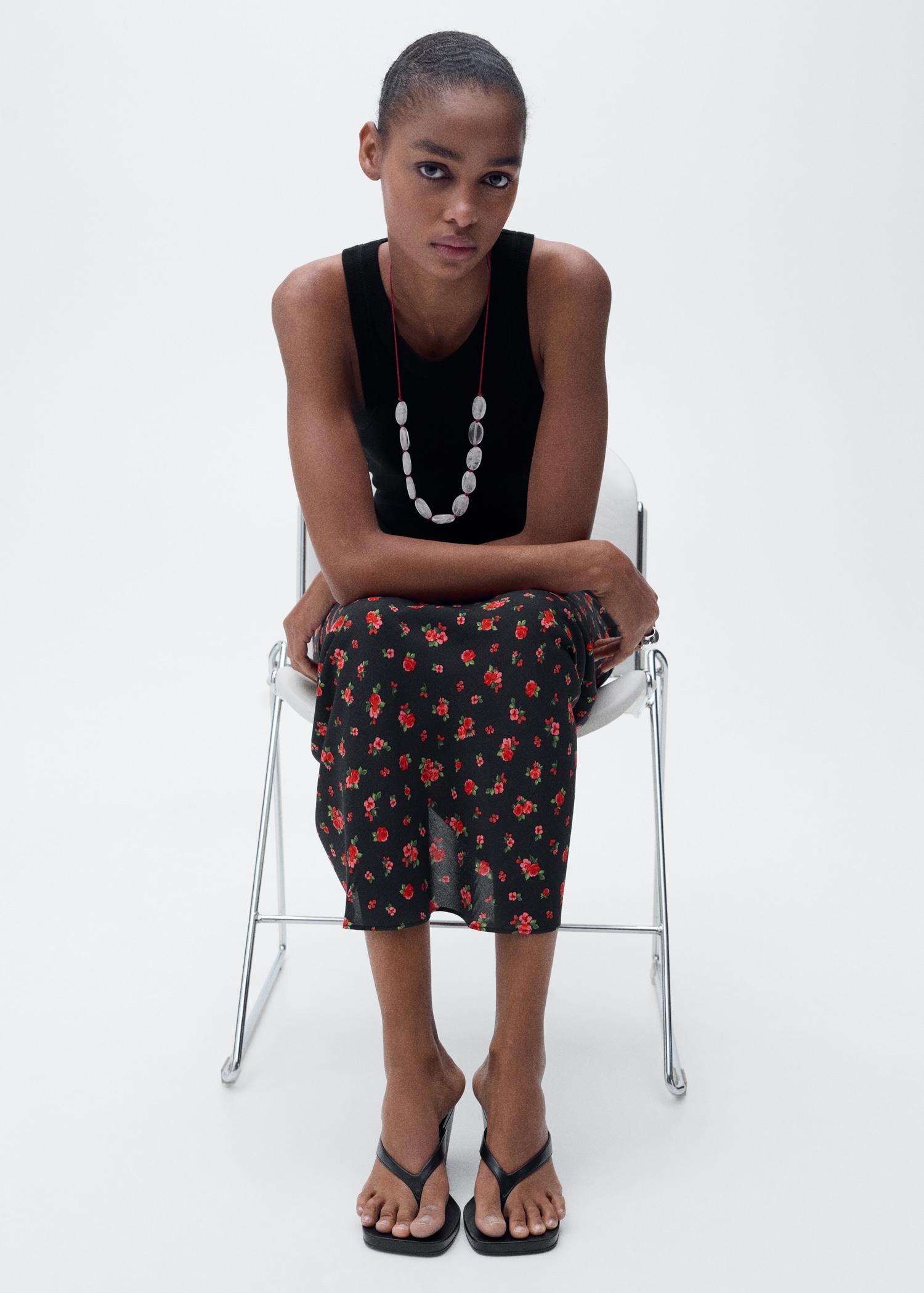 Long floral flared skirt - Women | MANGO USA Product Image