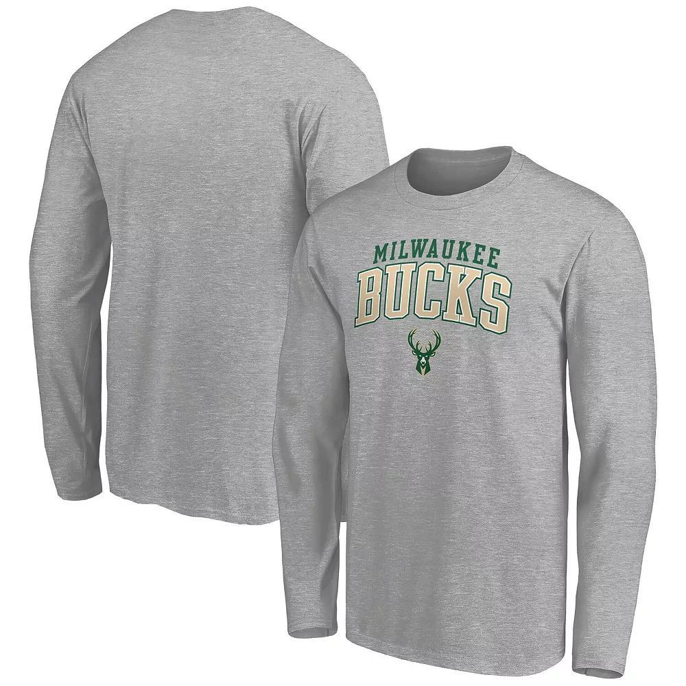 Men's Fanatics  Heather Gray Milwaukee Bucks Team State Pride Long Sleeve T-Shirt, Size: Medium, Grey Product Image