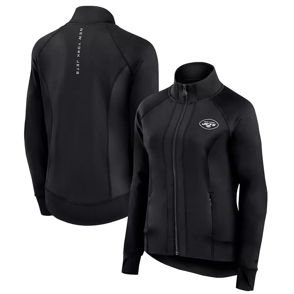 Women's Fanatics Signature Black New York Jets Studio Fitted Full-Zip Gym Track Jacket, Size: XS Product Image