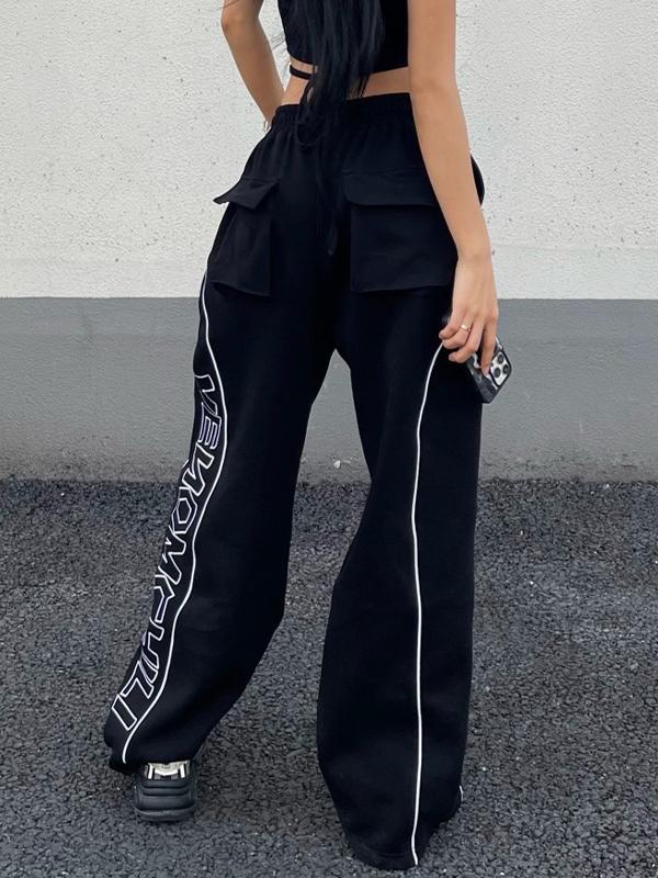 Embroidery Patchwork Wide Leg Pants Product Image