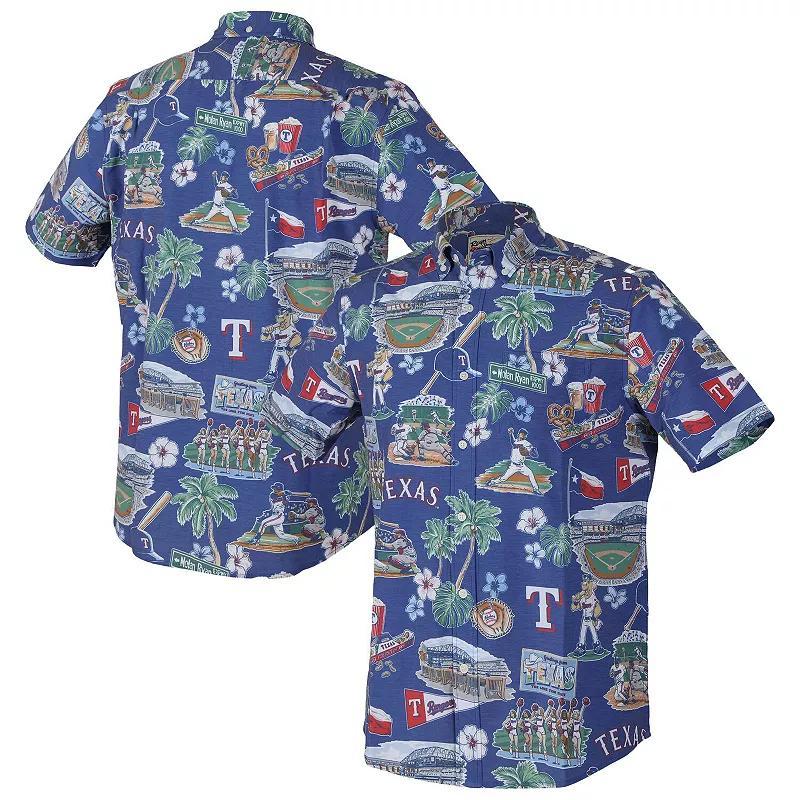 Men's Reyn Spooner  Royal Texas Rangers Scenic Tri-Blend Performance Button-Up Top, Size: 3XL, Blue Product Image