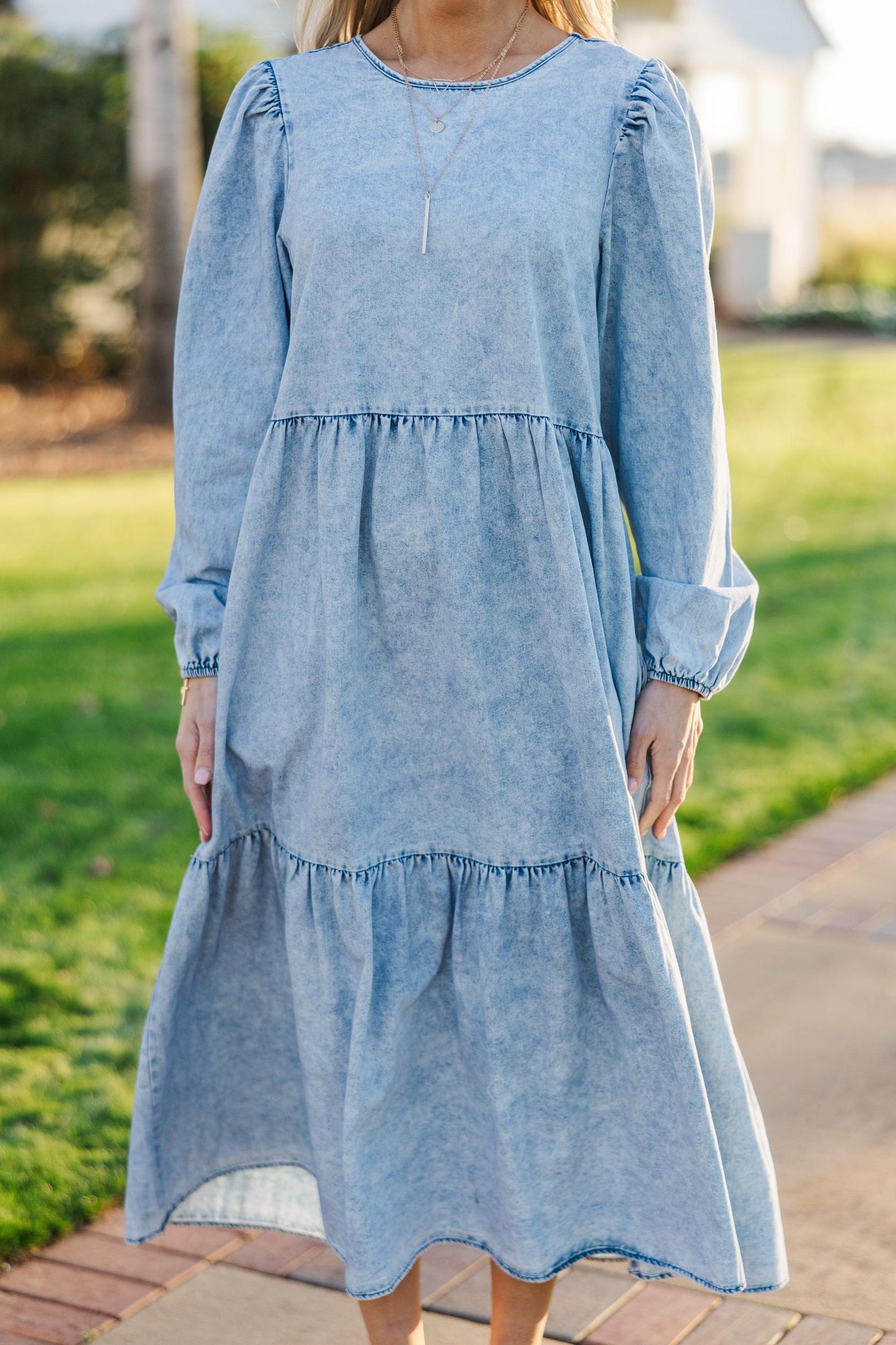 Take Your Chance Denim Blue Midi Dress Female Product Image