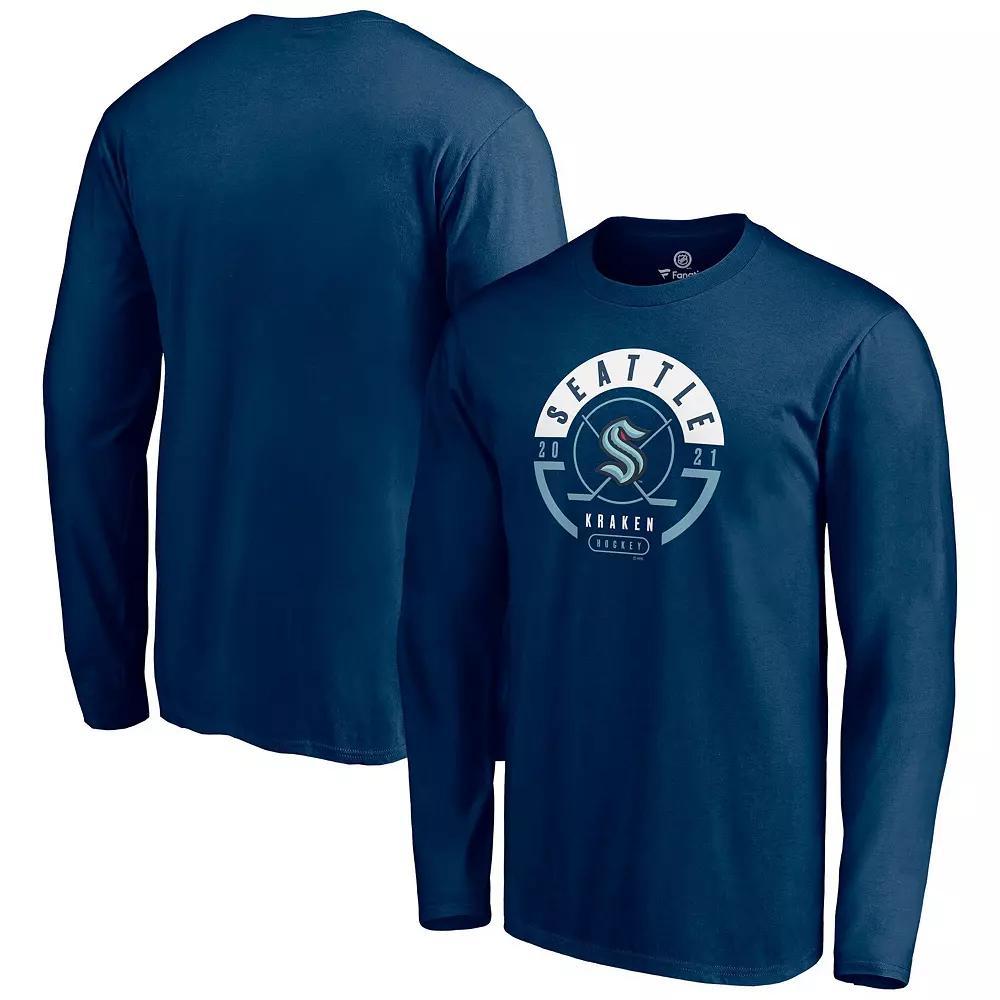 Men's Fanatics  Deep Sea Blue Seattle Kraken Block Party Long Sleeve T-Shirt, Size: Large, Krk Blue Product Image