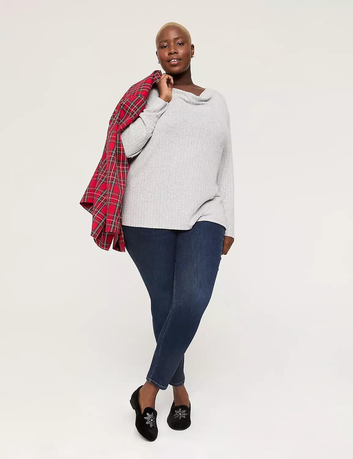 Ribbed Hacci Cowl-Neck Top Product Image