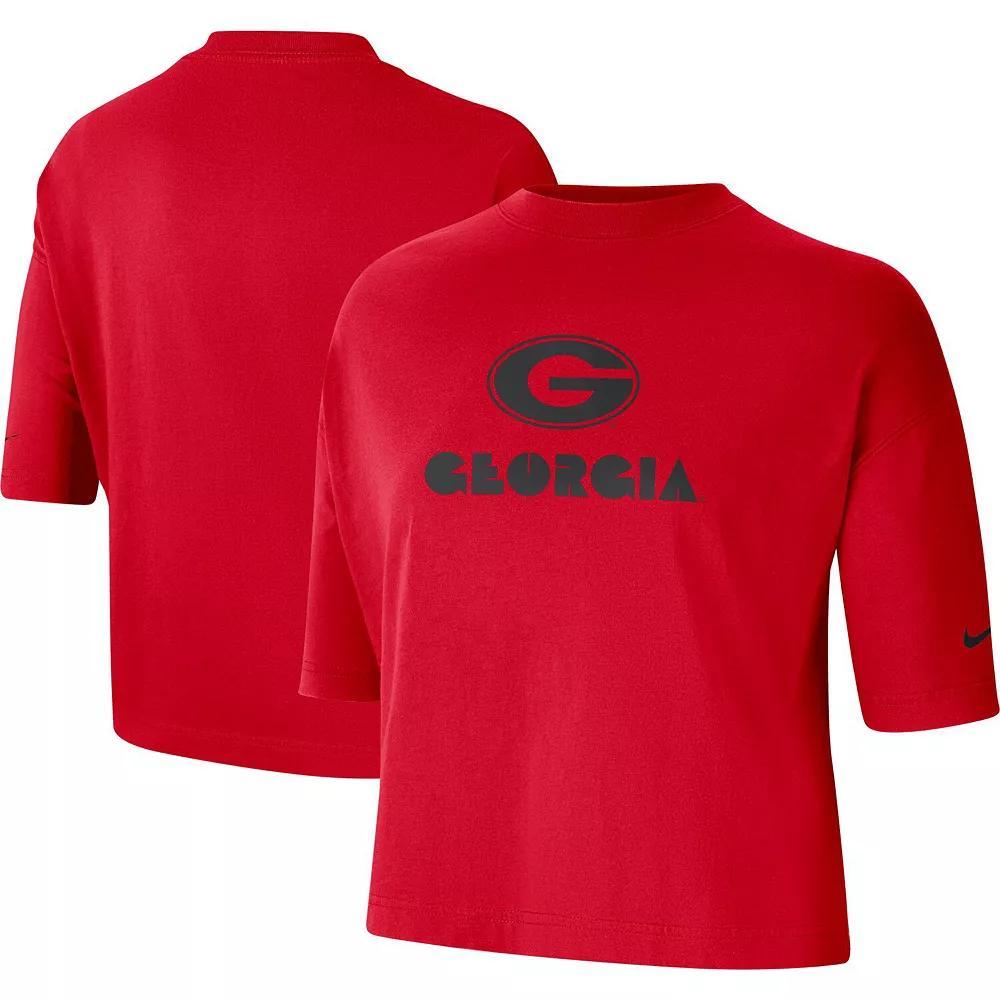 Women's Nike Red Georgia Bulldogs Crop Performance T-Shirt, Size: Small Product Image