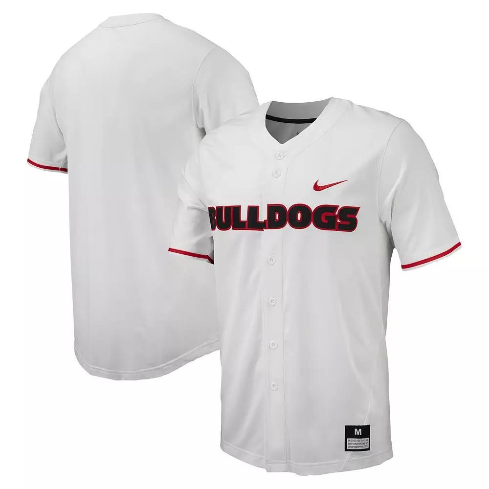 Men's Nike White Georgia Bulldogs Replica Full-Button Baseball Jersey, Size: Medium Product Image