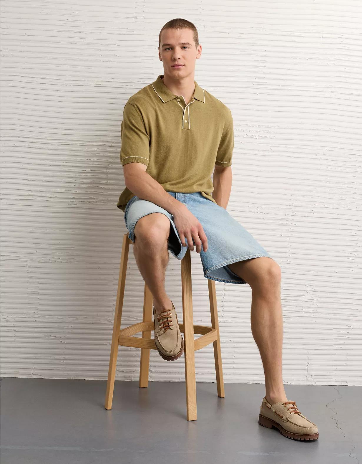 AE Tipped Sweater Polo Shirt Product Image