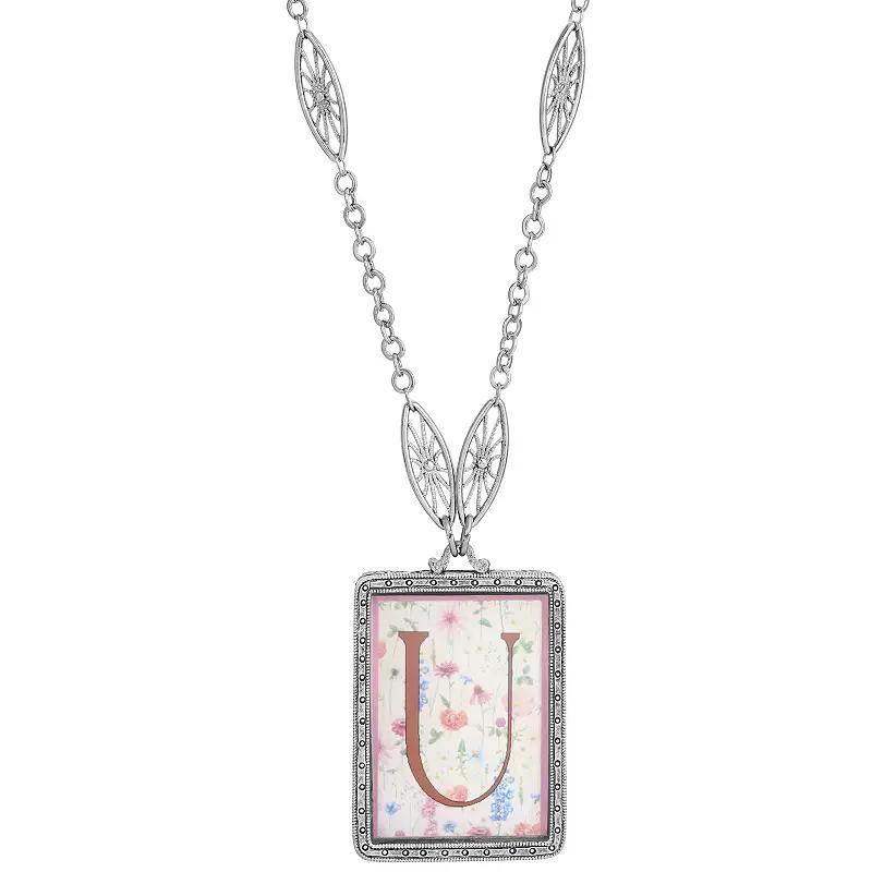 1928 Floral Motif Initial Pendant, Women's Product Image
