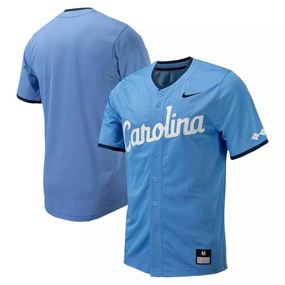 Men's Nike Carolina Blue North Carolina Tar Heels Replica Full-Button Baseball Jersey, Size: XL, Light Product Image