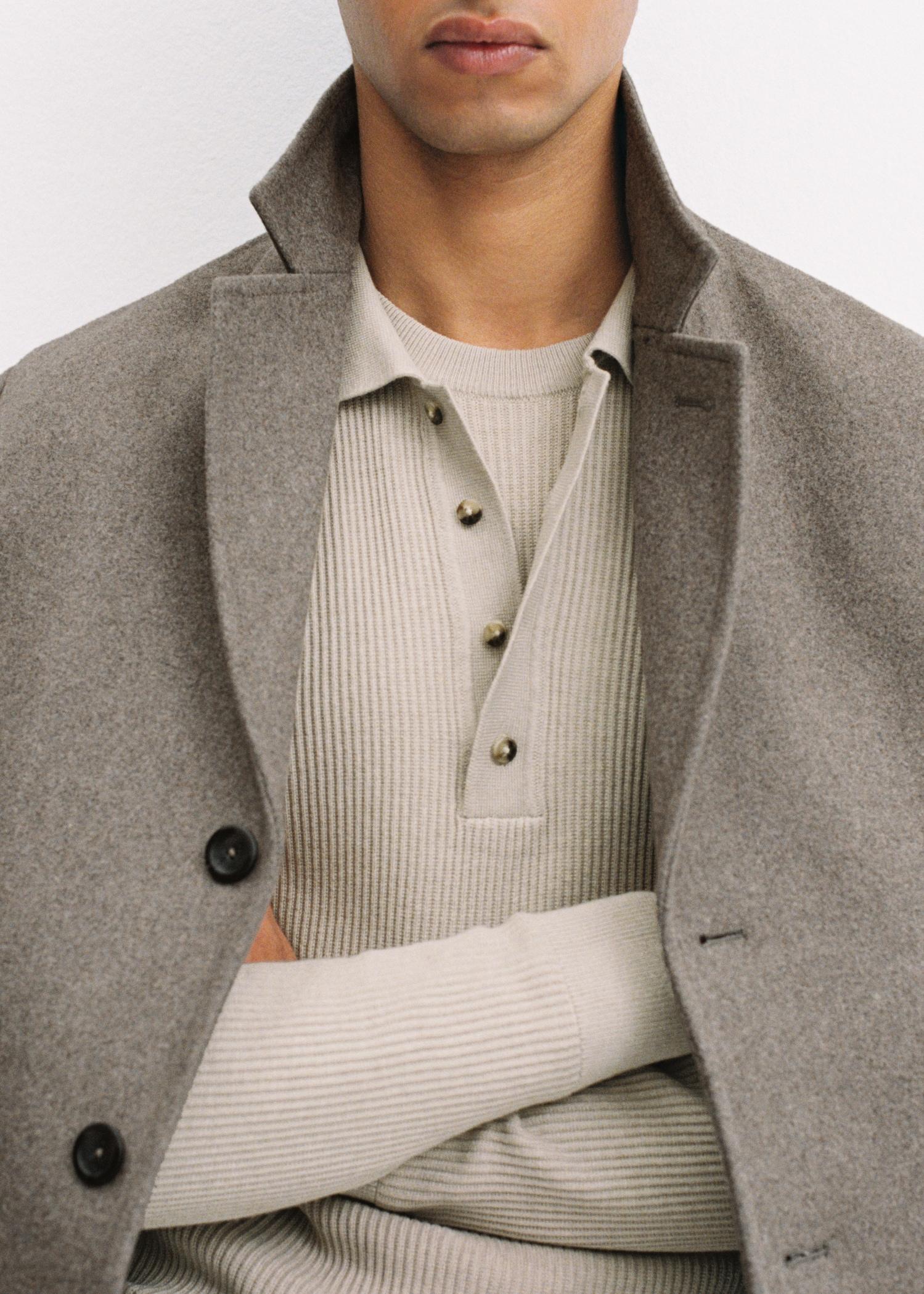 Cotton-blend ribbed polo sweater - Men | MANGO USA Product Image