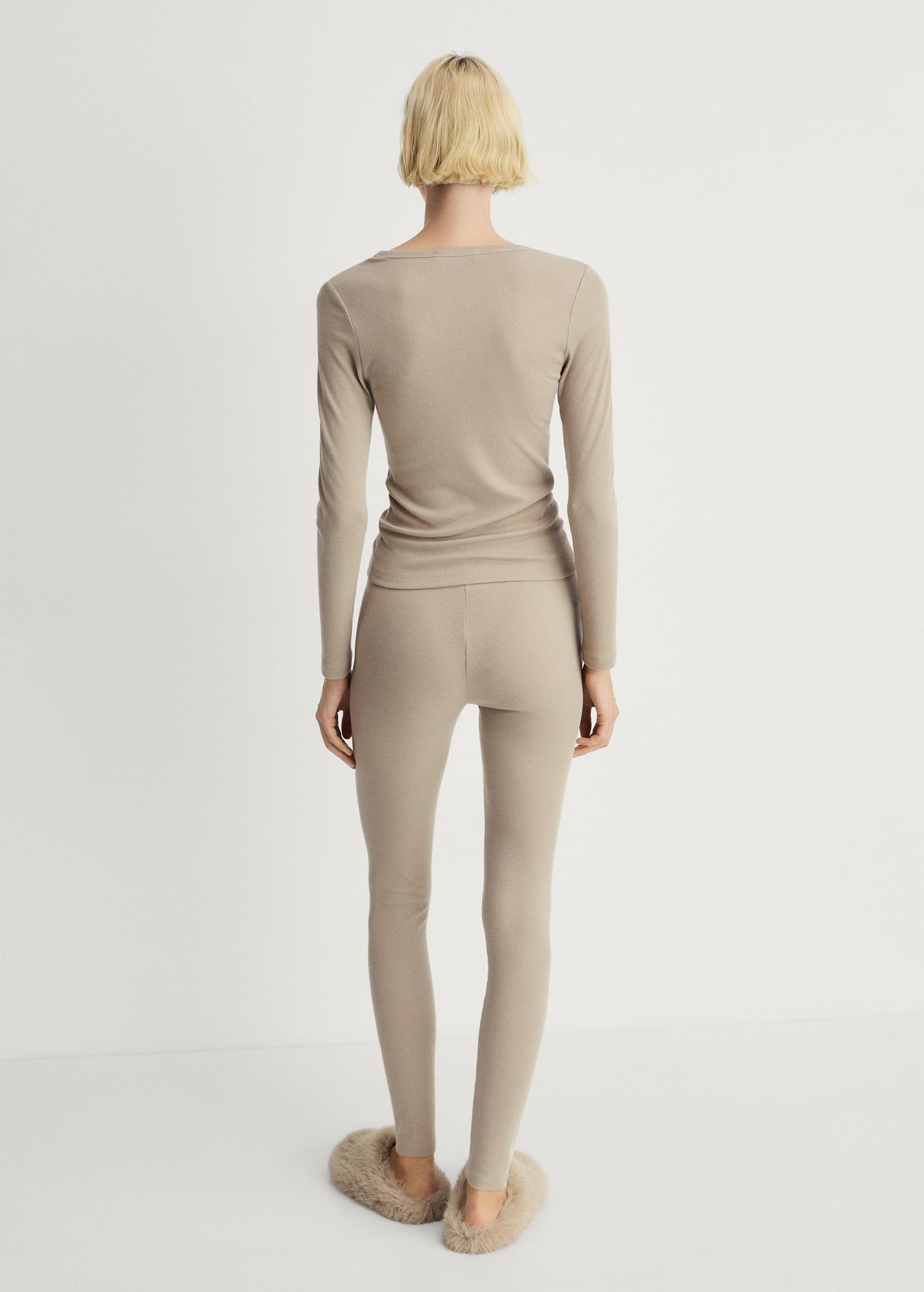 Long rib-knit pants - Women | MANGO USA Product Image