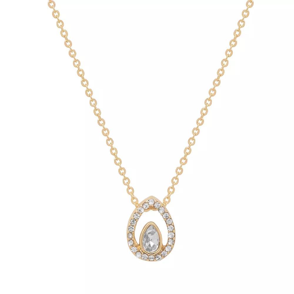 LC Lauren Conrad Gold Tone Pave Pendant Necklace, Women's, Clear Product Image