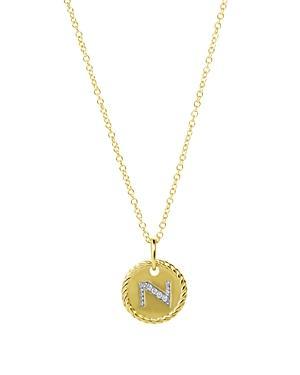 David Yurman Cable Collectibles Initial Pendant with Diamonds in Gold on Chain, 16-18 Product Image