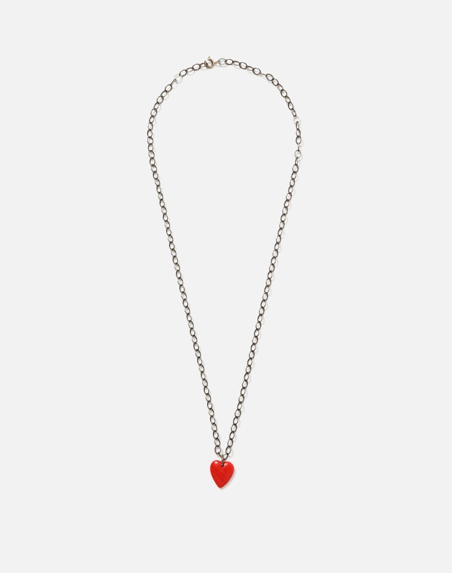40s Glass Heart Pendant Necklace Product Image