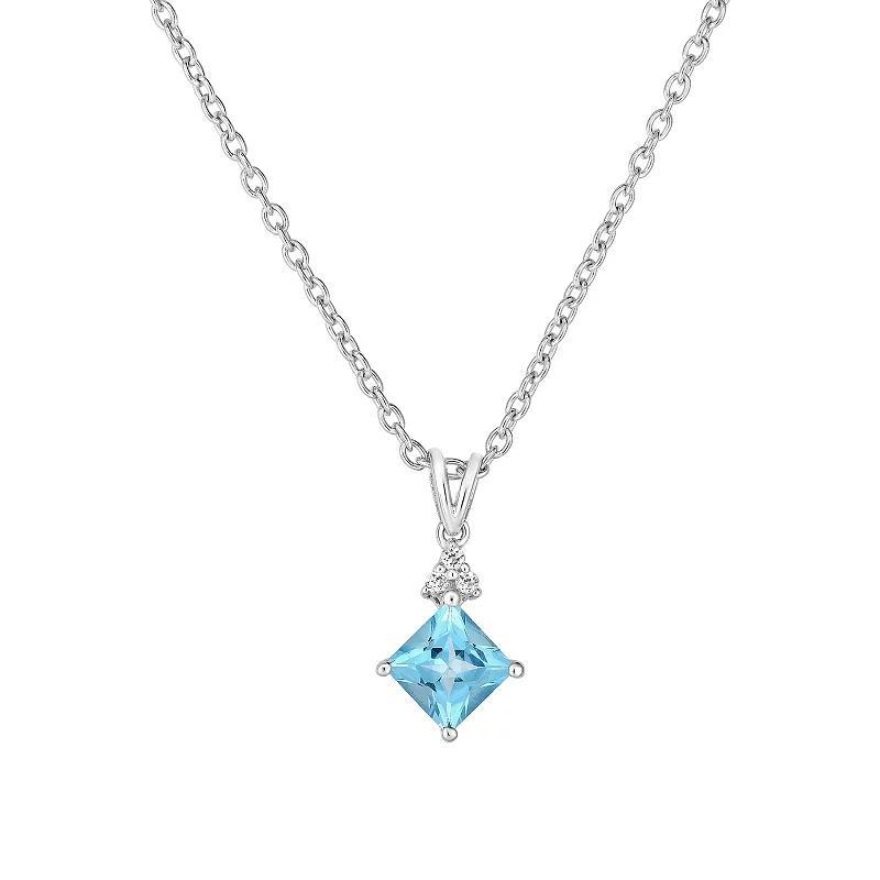 Sterling Silver Blue & White Topaz Pendant Necklace, Women's, Size: 18" Product Image
