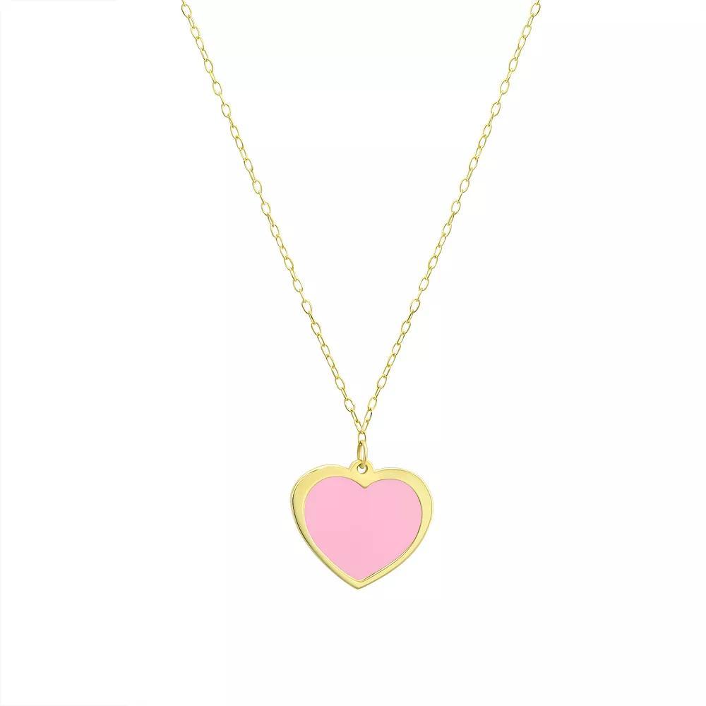Taylor Grace 10k Gold Pink Enamel Heart Pendant Necklace, Women's, Size: 16-18" ADJ Product Image