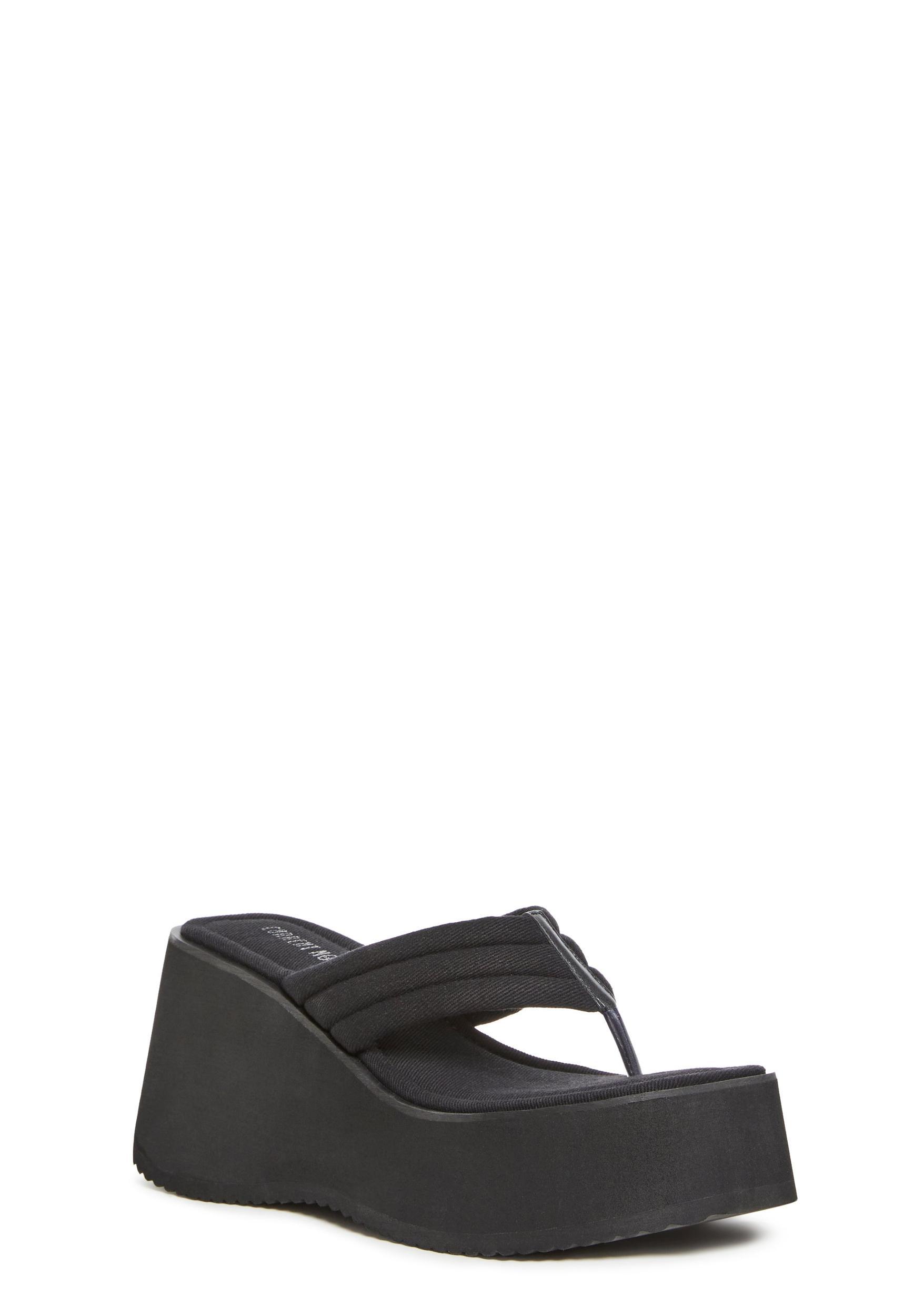 Summer Platform Flip FLops Current Mood - Black Product Image