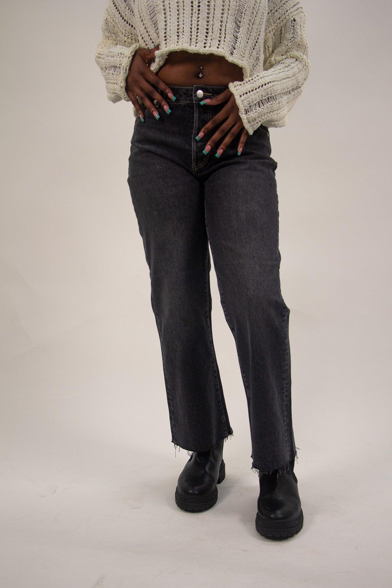 Rollas Classic Flare Crop Shadow Jeans - Vintage Black Product Image
