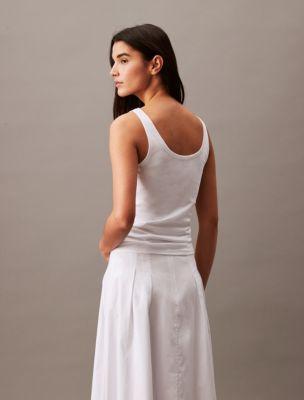Calvin Klein Women's Soft Cotton Scoopneck Tank Top - White - S Product Image