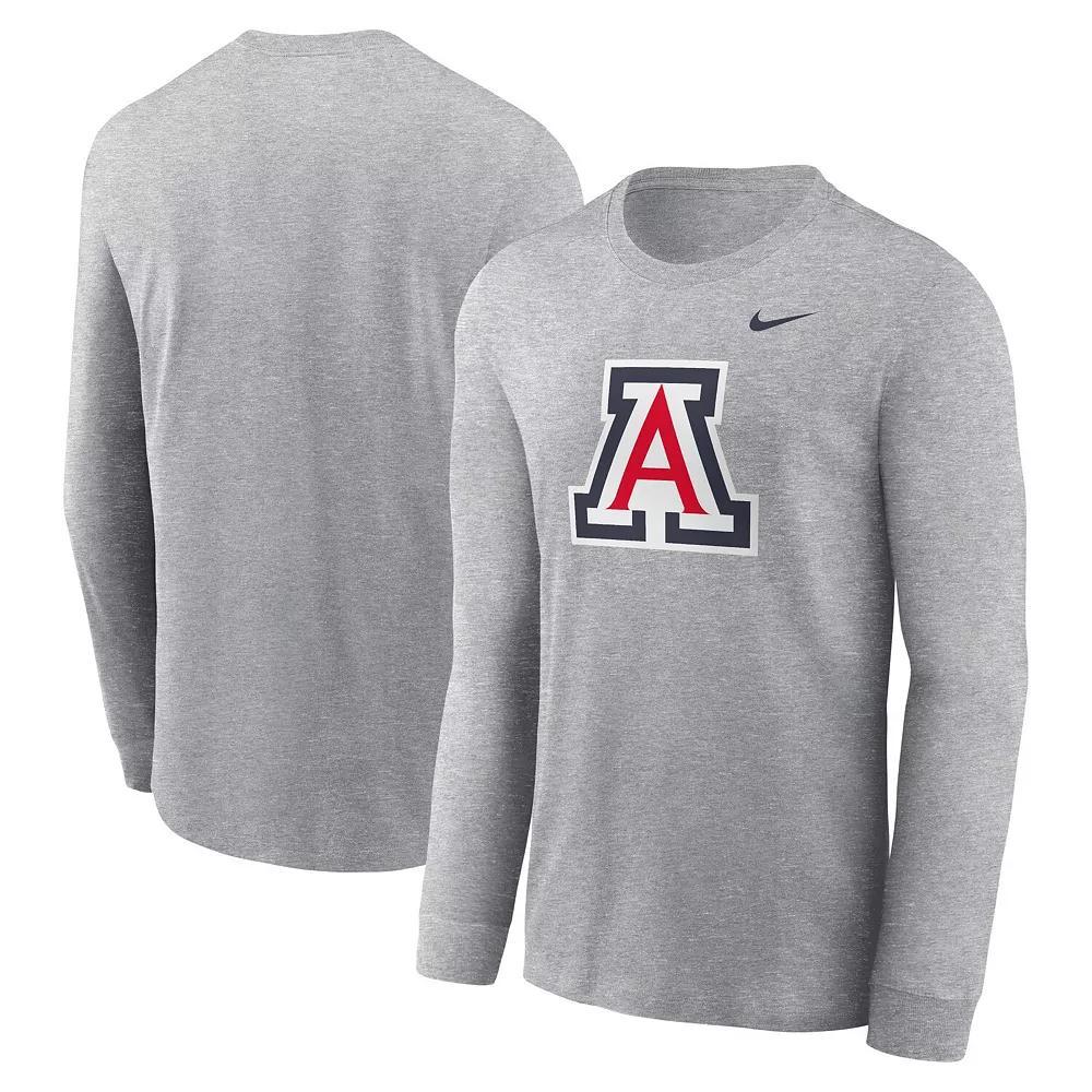 Men's Nike Heather Gray Arizona Wildcats Primary Logo Long Sleeve T-Shirt, Size: 2XL, Grey Product Image