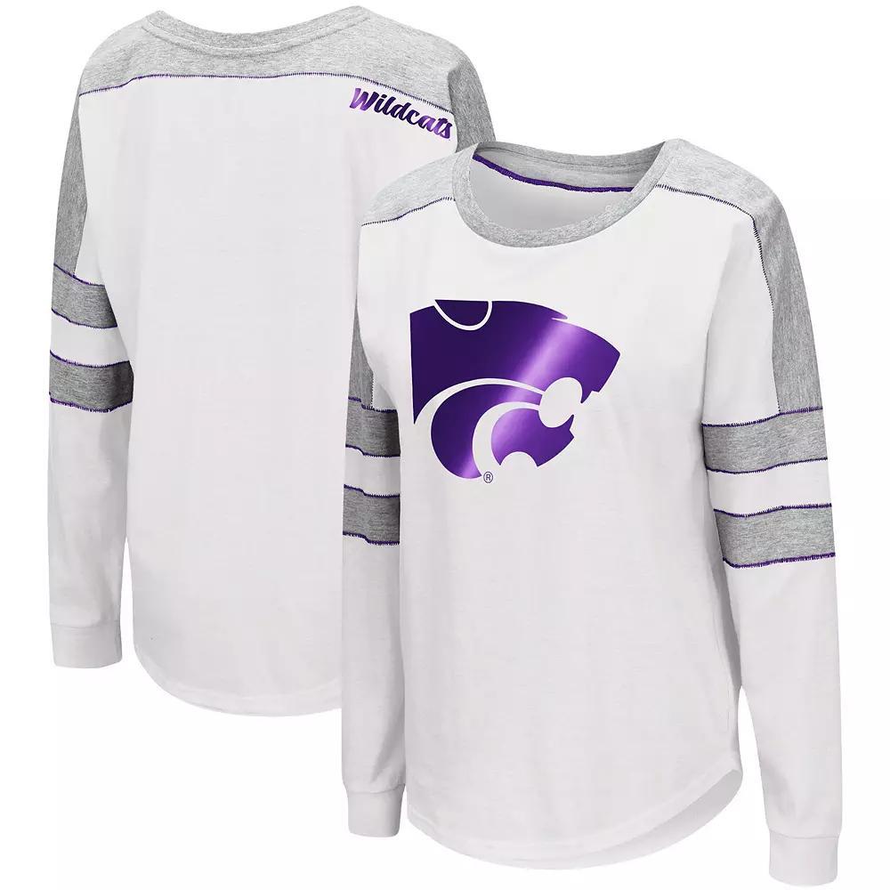 Women's Colosseum White Kansas State Wildcats Trey Dolman Long Sleeve T-Shirt, Size: Medium Product Image