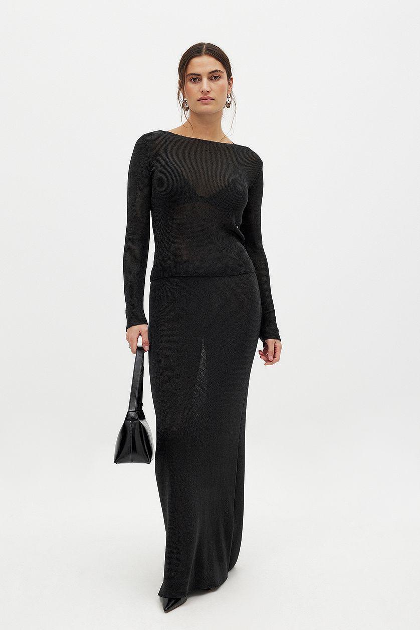 Metallic Knitted Maxi Skirt Product Image