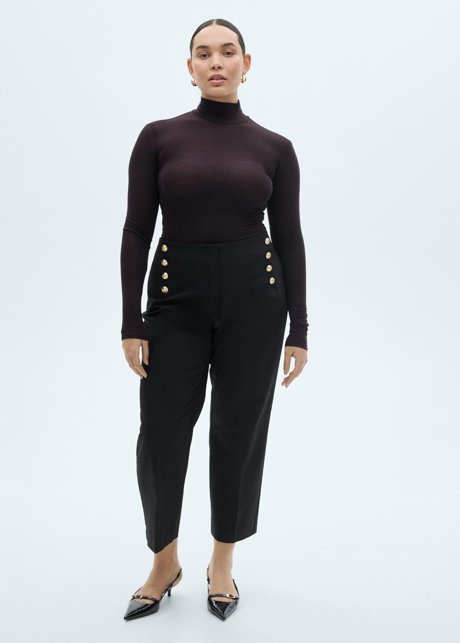Straight pants with jewel buttons - Women | MANGO USA Product Image
